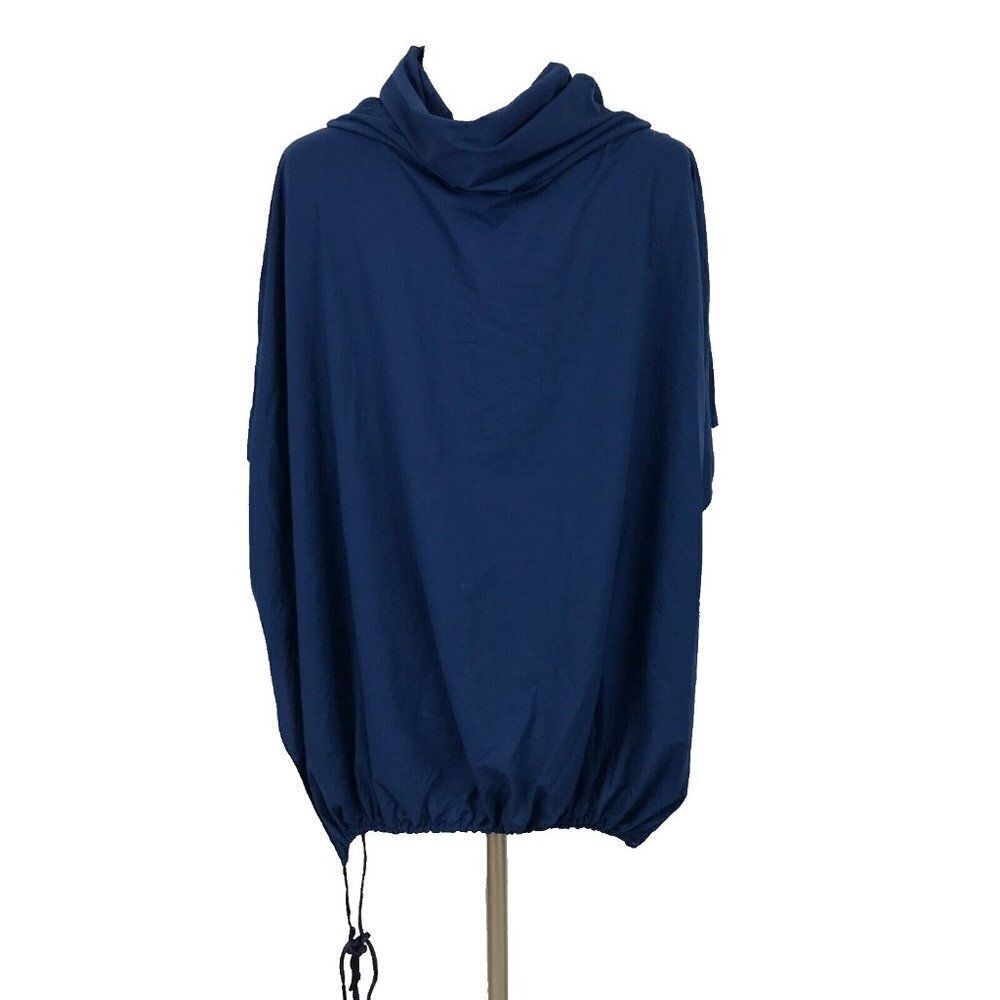 Sunflair Beach Fashion Navy Blue Cowl Neck Cover Up Top Size 10 Drawcord Light - Picture 5 of 8